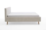 Čalouněná postel taupe s úložným prostorem 180 x 200 cm manšestr písková