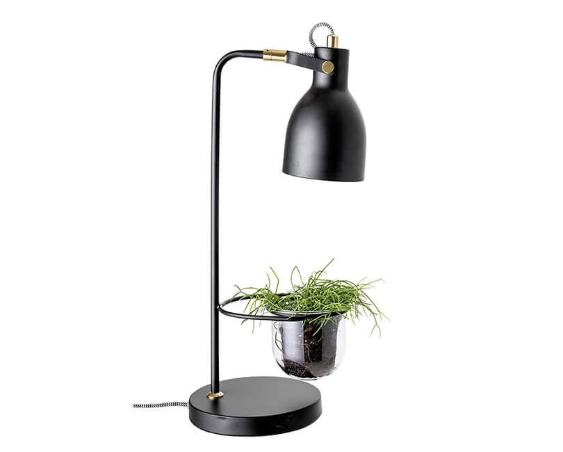 Stolní lampa s květináčem černá