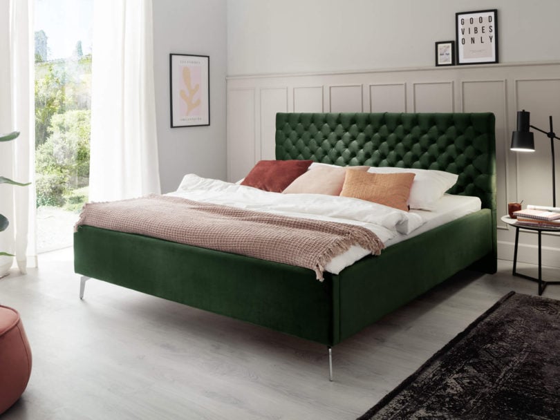 Čalouněná postel oliver s úložným prostorem 160 x 200 cm zelená