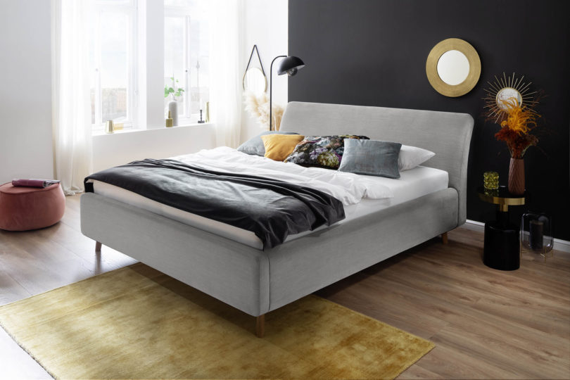 Čalouněná postel lemina s úložným prostorem 180 x 200 cm světle šedá