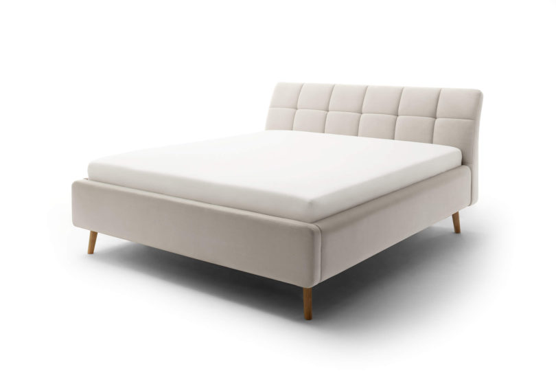 Čalouněná postel s prošívaným čelem lemina s úložným prostorem 160 x 200 cm béžová
