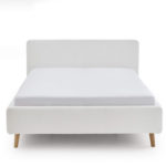 Dvoulůžková postel taupe s úložným prostorem 140 x 200 cm fleece bílá