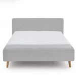Dvoulůžková postel taupe s úložným prostorem 180 x 200 cm fleece šedá