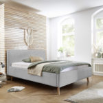 Dvoulůžková postel taupe s úložným prostorem 180 x 200 cm fleece šedá