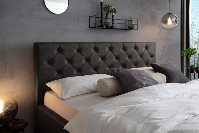 Čalouněná postel kartika s úložným prostorem 180 x 200 cm antracitová